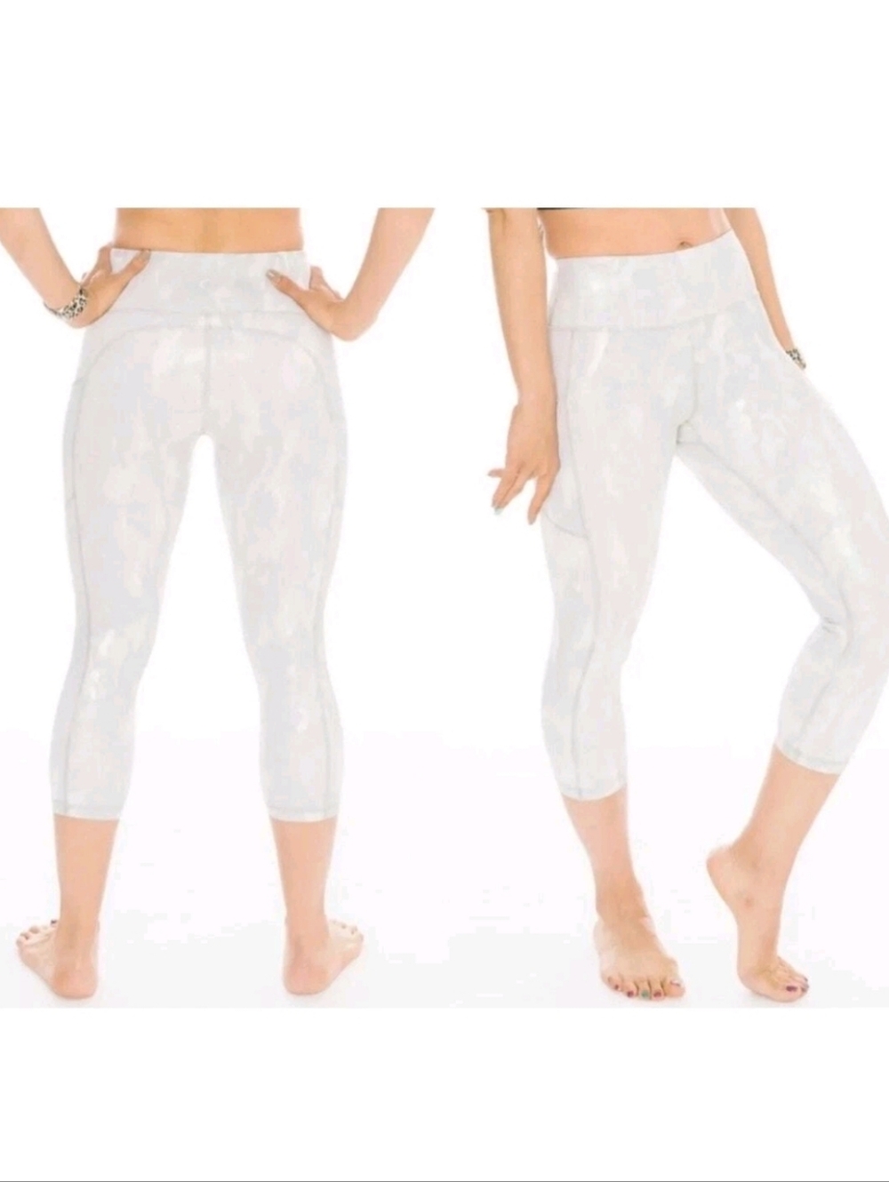 ZYIA White Iridescent Cropped Leggings